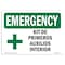 Signmission OSHA EMERGENCY, First Aid Kit Inside Spanish, 14in X 10in Rigid Plastic, 14" W, 10" H, Landscape OS-EM-P-1014-L-10325 - alternate 1